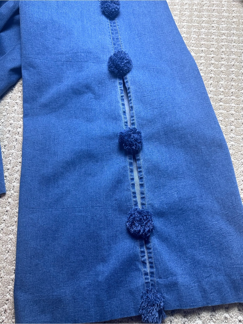 Hope for Flowers by Tracy Reese Blue Denim Wide-Leg Jeans with Side Pompons - Picture 10 of 11
